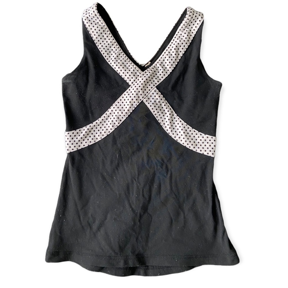 Lululemon Black +White Polka Dot X V-neck Wrap
tank Wet Dry Warm